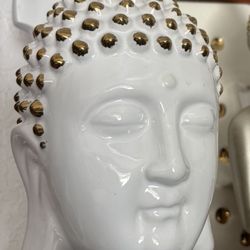 Only $25 Each. Gold & White Ceramic Buddha Bust Statue. Black & White Dice Vase. Elephant Lion Box. Rattan Bamboo Doll Chair Plant Stand. $25 EACH!