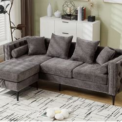 85" Wide L-Shaped Reversible Sectional Sofa