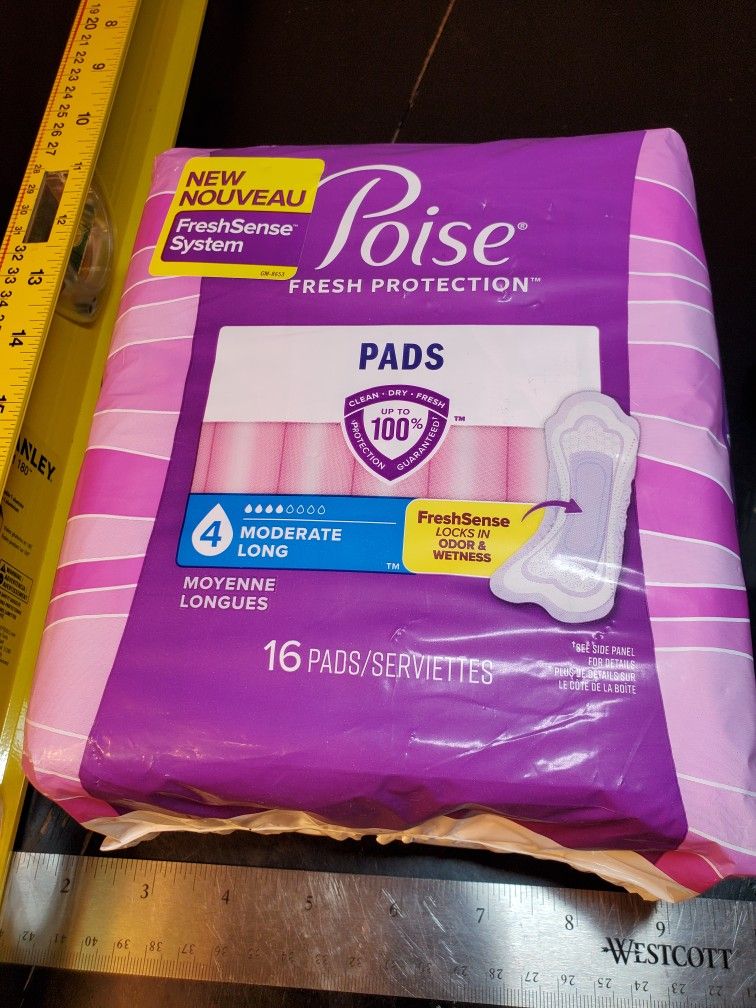 Poise Incontinence Pads for Women, 4 Drop Moderate Absorbency, Long Length, 16 Count
Stayfree Maxi Overnight Pads with Wings 28 Count