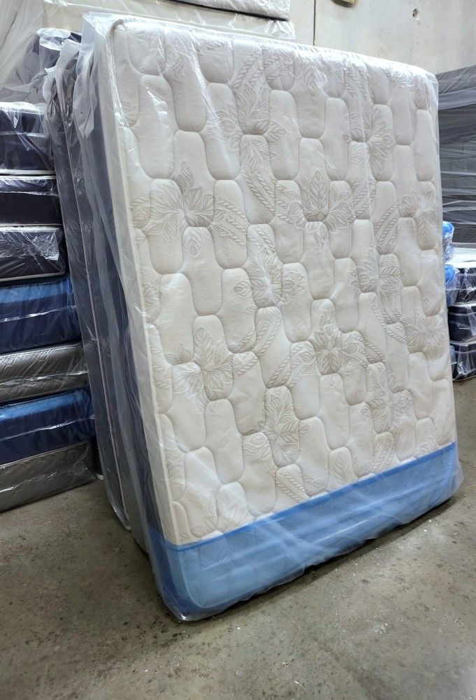NEW QUEEN PILLOW TOP MATTRESS AND BOX SPRING -- Also Available In All Sizes.