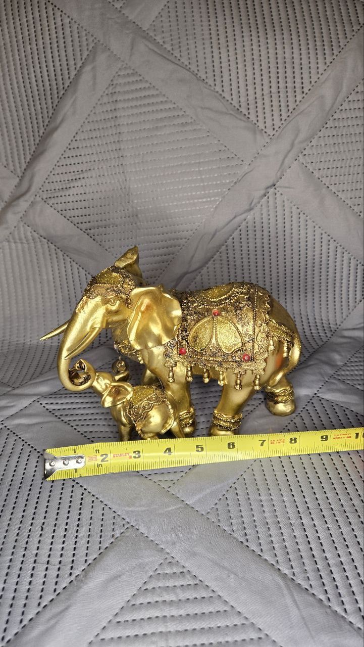 6.5"H Thai Elephant with Baby Figurine Ornament Home Decor