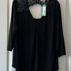 Daniel Rainn (Stitch Fix) Size 1X. Black. Lace Knit Top