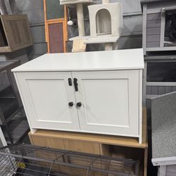 Litter Box Enclosure, Cat Litter Box Furniture with Removable Divider, Large Hidden Litter Box Furniture, Wooden Cat House, End Side Table, 31" L x 17