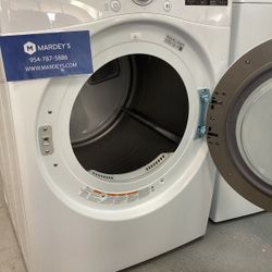 Lg Front Load Electric Dryer in FlowSense with 8 Dry Programs and White