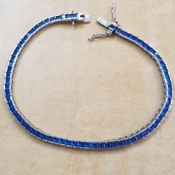 Sterling Silver and Synthetic Saphire Bracelet 