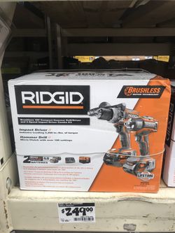 Ridgid 18 v compact hammer drill end 3 speed impact driver combo kit