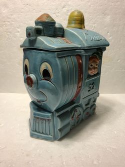Vintage Train & Conductor Cookie Jar Made in Japan