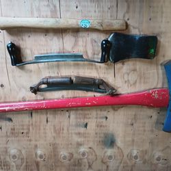 Vintage Axe And Draw Blade Lot Antique Tools