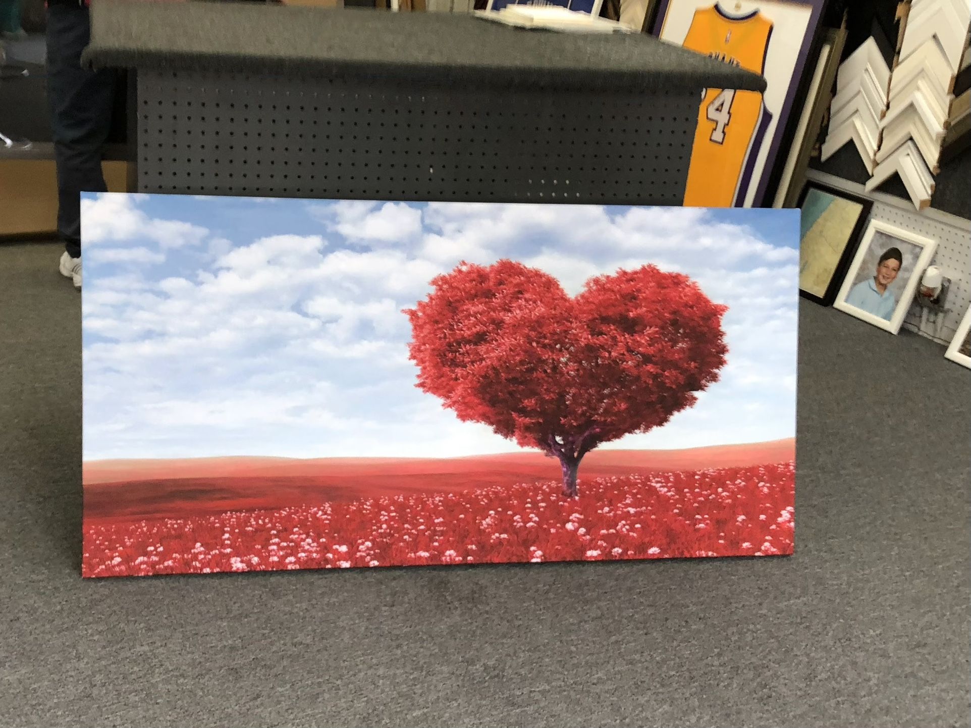 56” x27” Red Heart Shaped Tree Ready To Hang Canvas