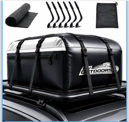 Rooftop Cargo Carrier Bag w/US Patented Door Hooks, IPX7 Airtight Waterproof Diving Zipper, 20 Cu Ft, Knife-Coated 840D PVC, 3D Welded Construction, F