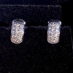 New- Mini Diamond Pavé Huggie Hoop Earrings In 14k White Gold