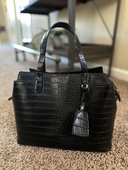 A New Day - Black Alligator Print Hand bag
