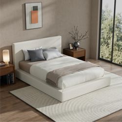 RECCI AirFrame Full Size Upholstered Bed Frame with Plush Padded Headboard | Plush Padded Headboard, 360° Soft Foam Surround, Low Profile Cloud Bed Fr