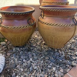 New Flower Pots Made Out Of Clay With Metal Perfect Gift 🎁 