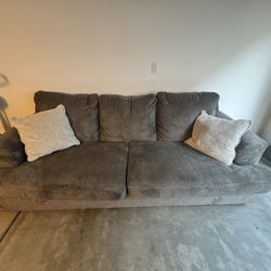 Plush Grey Sleeper Couch