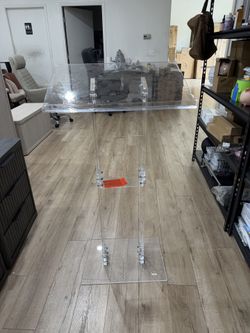 Clear Acrylic Podium Stand: Tall Lectern with Shelf and Large Base