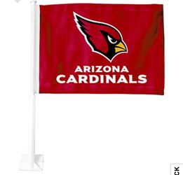 Cardinals and Raiders car flags