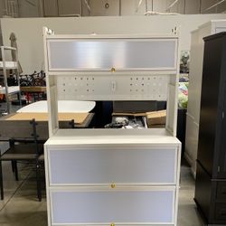 New Assembled Metal 5 Tier Rolling Kitchen Bakers Rack Cabinet with Wheels, Microwave Stand