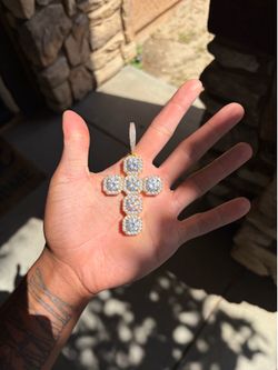 ICED LARGE GEMSTONE CROSS NECKLACE