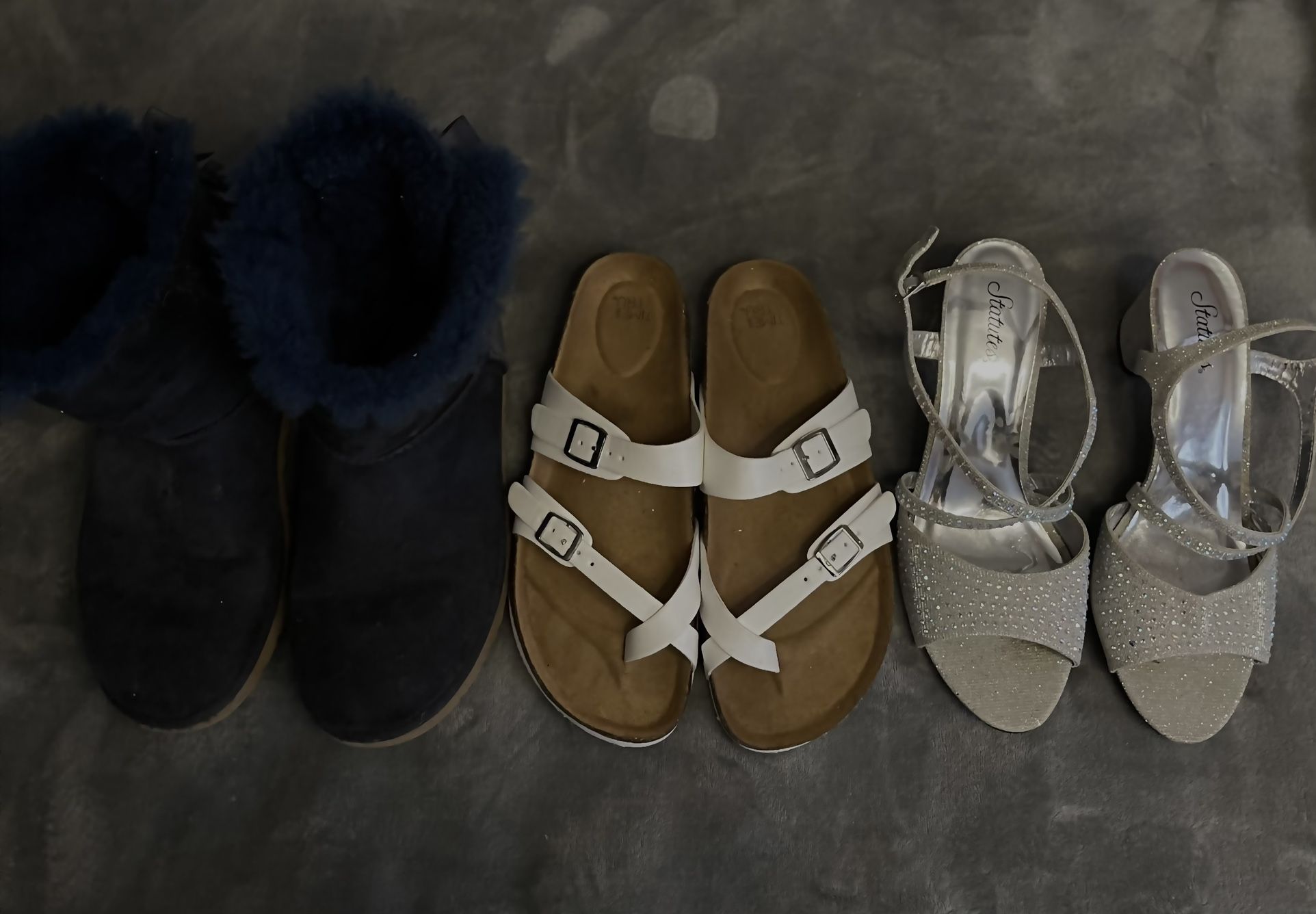 Bailey Bow II Uggs, Birkenstock Dupe Sandals, and Status Statutes High Heels Silver