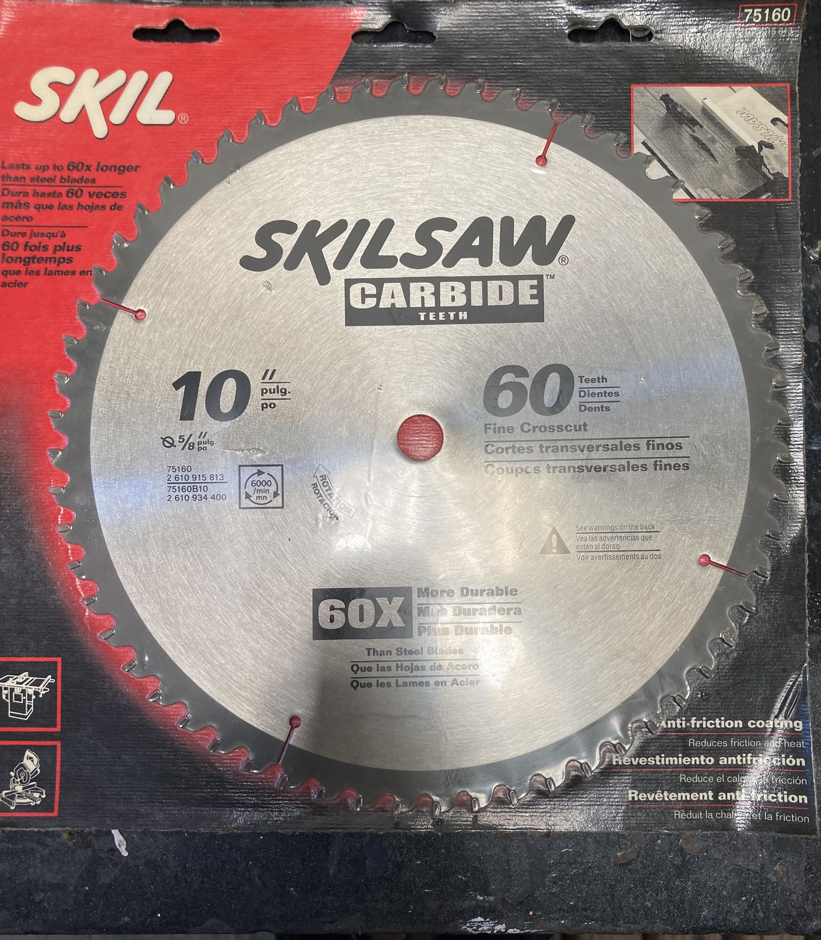 New Skil 10” Carbide 60 Tooth Fine Tooth Q