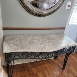 Iron and Stone Console Table and Coffee Tabl