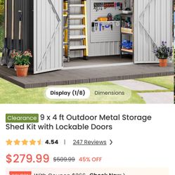 Outdoor Metal Shed Kit With Lockable Door