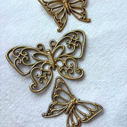 ✨ VINTAGE BUTTERLY DECOR ORNATE GOLD BUTTERFLIES HOLLYWOOD REGENCY DECOR ✨