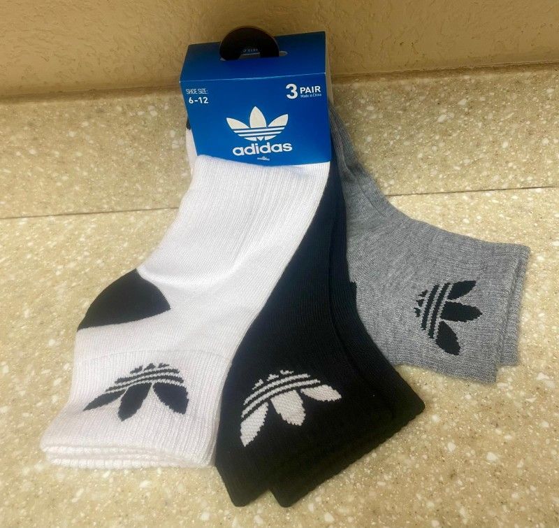 Adidas 3 Pairs Men's Socks, Size 6-12