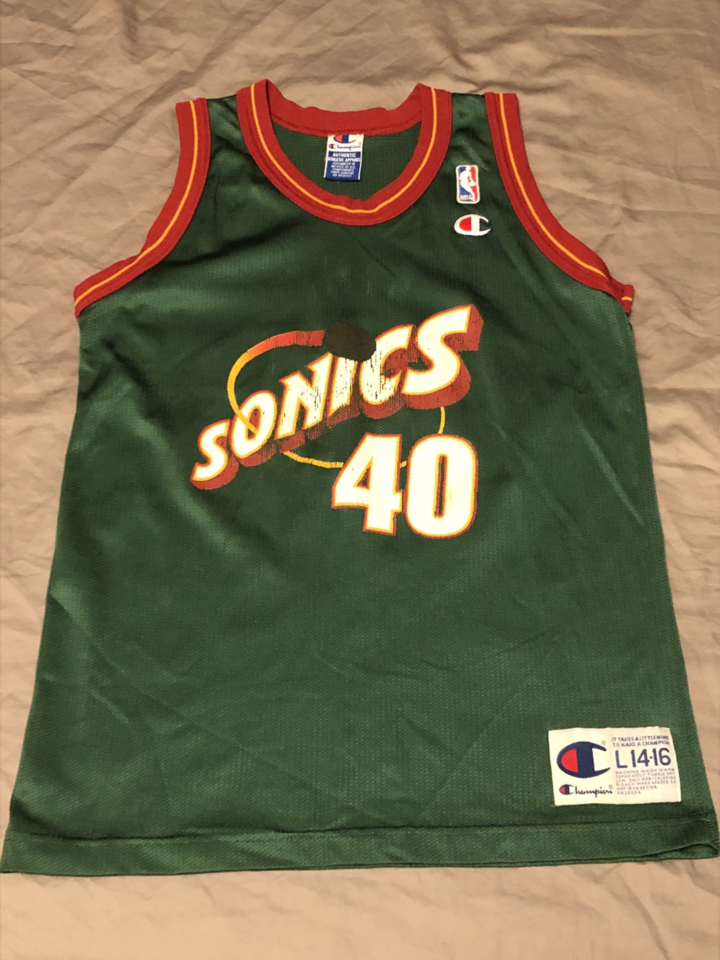 Seattle Sonics Retro Youth Jersey L14-16 Shawn Kemp #40!!