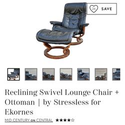 Reclining Swivel Lounge Chair with Ottoman by Stressless for Ekornes