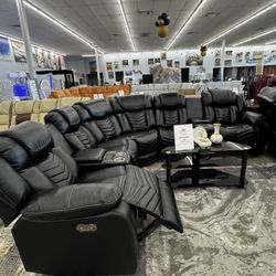 Black Sectional With Power Recliner