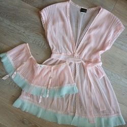 2 NEW Pink Blue Babydoll Thong Garments Lingerie Sleep Wear Women Size XS-M
