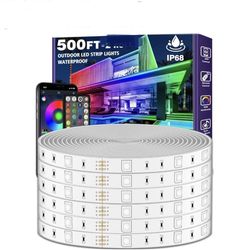 500ft Outdoor LED Strip Lights Waterproof,IP68 Outside Led Light Strips Waterproof with App and Remote,Music Sync RGB Exterior Led Rope Lights with Se