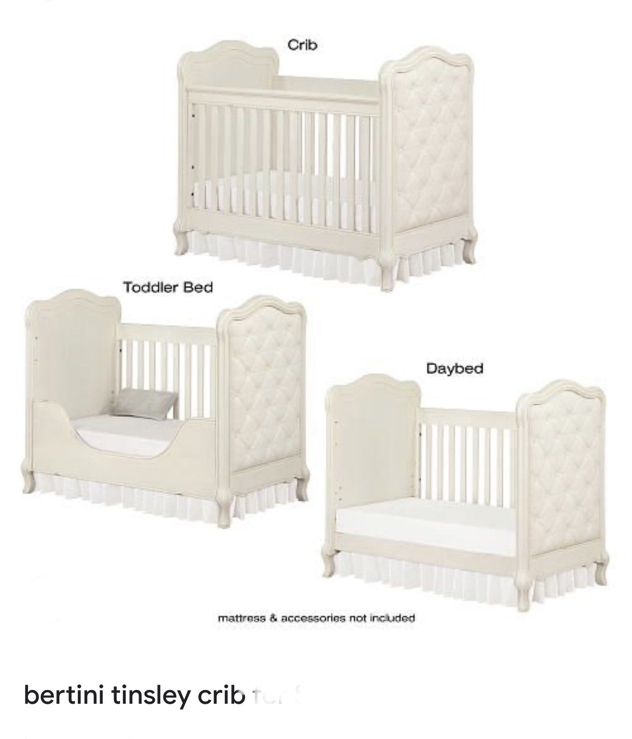 Bertini Tinsley 3-in-1 Upholstered Crib - Antique White