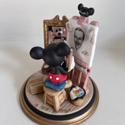 Vintage Disney Mickey Self Portrait Painting Figurine