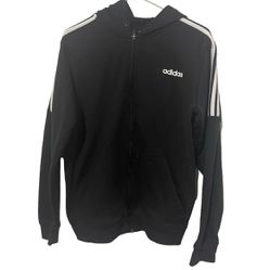 Adidas Hoodie Mens Medium Black Full Zip Sweater Jacket Climalite Athletic Gym