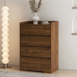 4 Drawer Dresser, Chest of Drawers Without Handle,Dresser for Bedroom 100% Waterproof, Modern Wooden Cabinet with Sturdy Frame for Living Room, Entryw