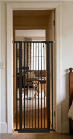 Lumizone Extra Tall Cat Gate 55.12" High 26.18"-29.91" Wide Pet Gate Black