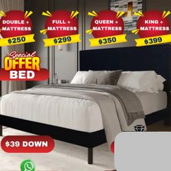 NEW TWIN FULL QUEEN KING SIZE BED WITH MATTRESS AND FREE DELIVERY 