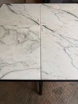 Modern Marble Coffee Table w/ Black Metal Frame