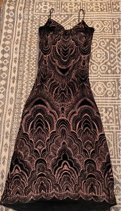 Black Rose Gold Sequin Mini Dress jump Apparel
