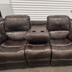 Beautiful Elegant Luxury Italian Leather All Electric Powered Double Recliner Sofa