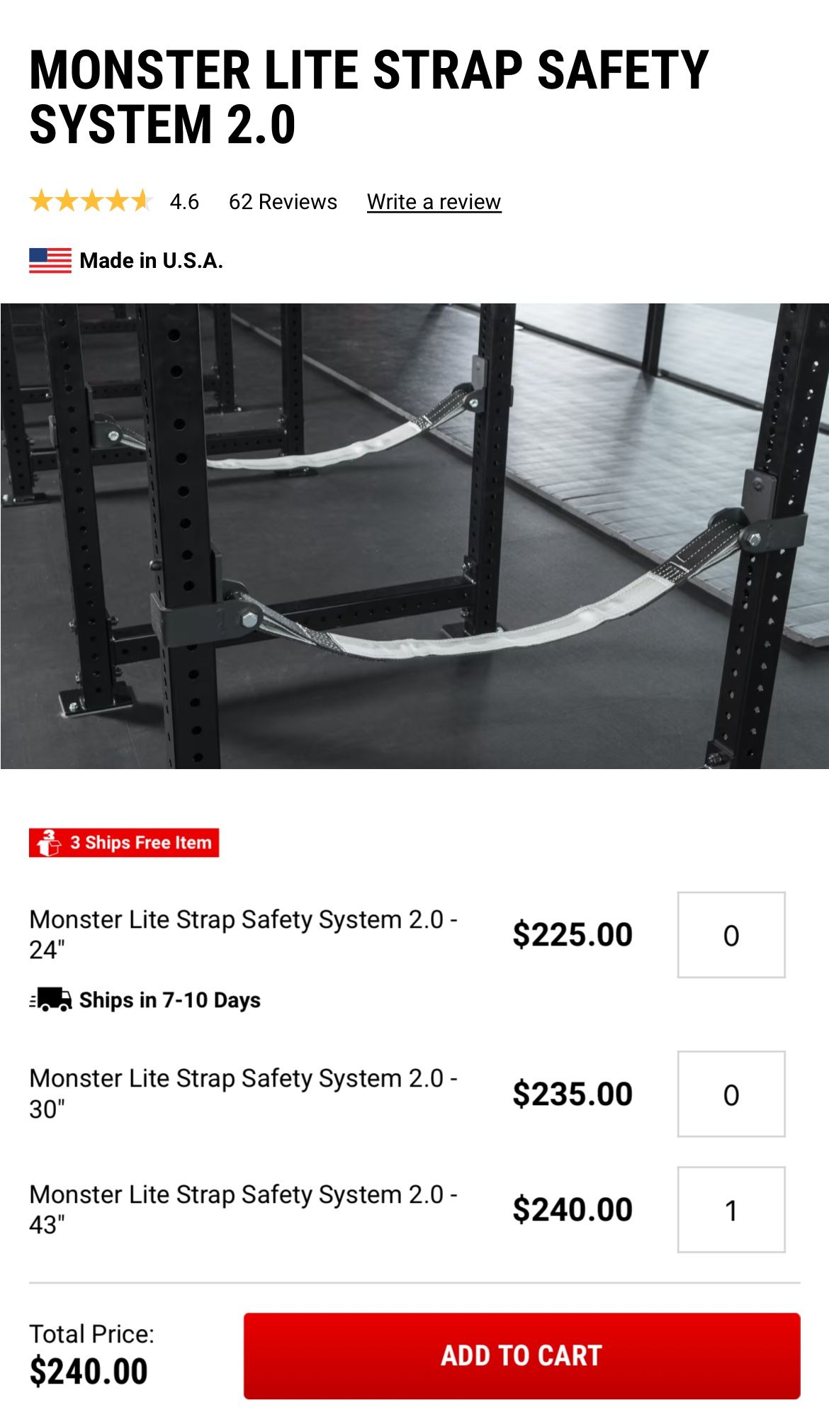 Rogue Monster Lite 43” safety straps