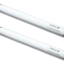 2pack F15T12-CW Cool White 15Watt Fluorescent Light Bulb,18inch 4100K Straight Linear Preheat Lamp,T12 Tube 1.5'' Dia Replacement