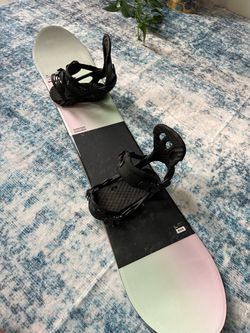 Ride 150 cm women’s snowboard/binding/new wax-also sell boots/helmet/goggles/gloves/ bibs/ coats
