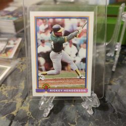 1991 Bowman Rickey Henderson Card Number 213 Hall Of Famer