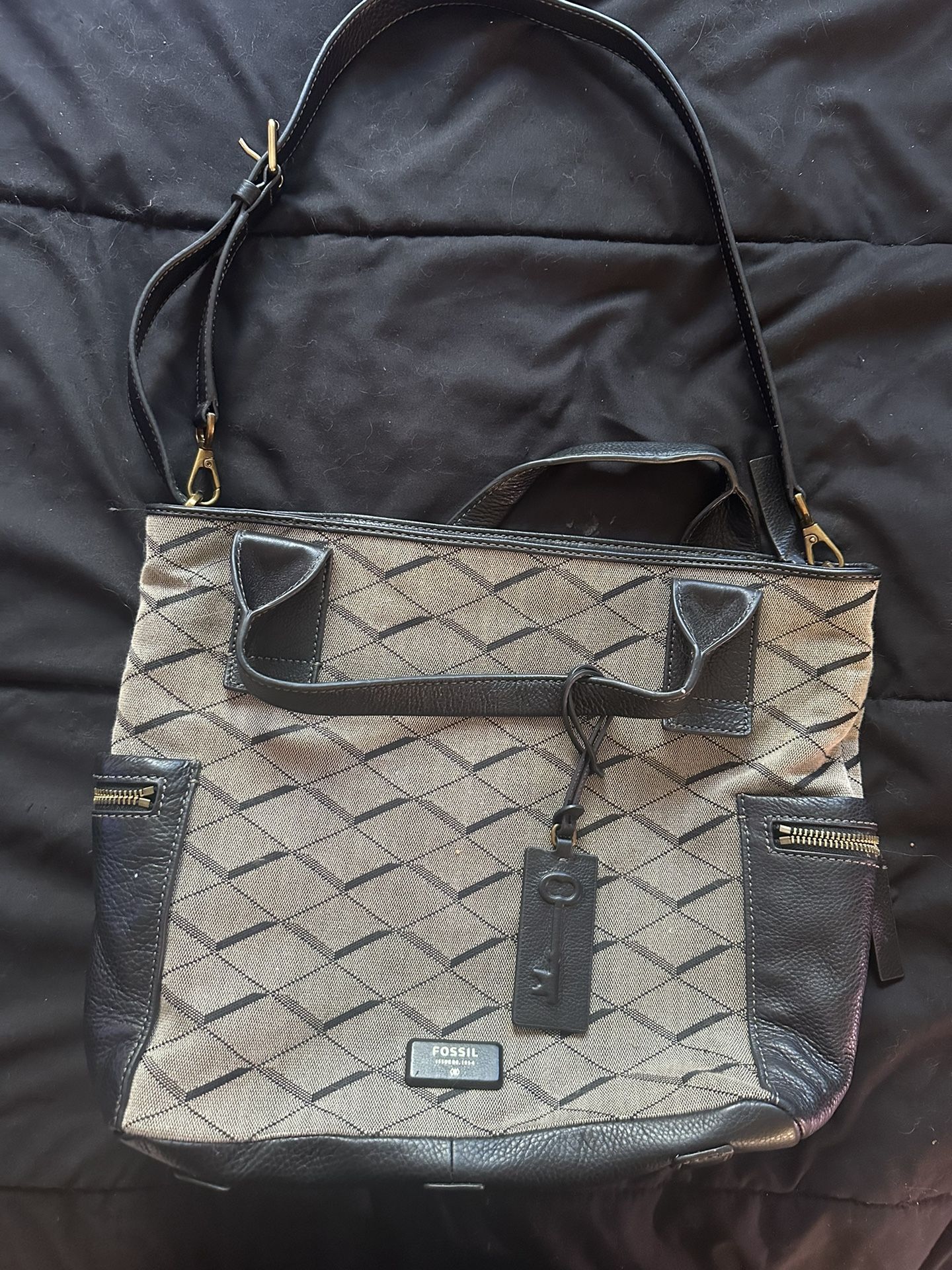 Fossil Emerson Canvas/Leather Tote Bag