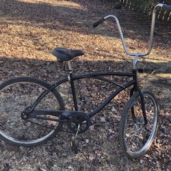 26 Inch Black Men’s Beach Cruiser with it Chopper Style  handlebars