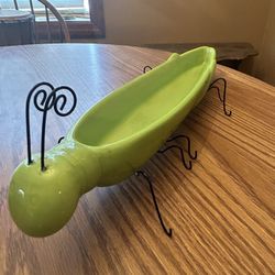 Boston Warehouse Trading Corp 2005 Grasshopper Appetizer Boat Green 19" Decor